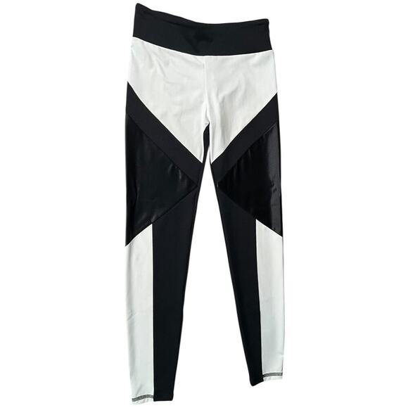 Lanston Sport Black & White Size Medium Leggings Active Medium Rise Drawstring - Picture 3 of 8